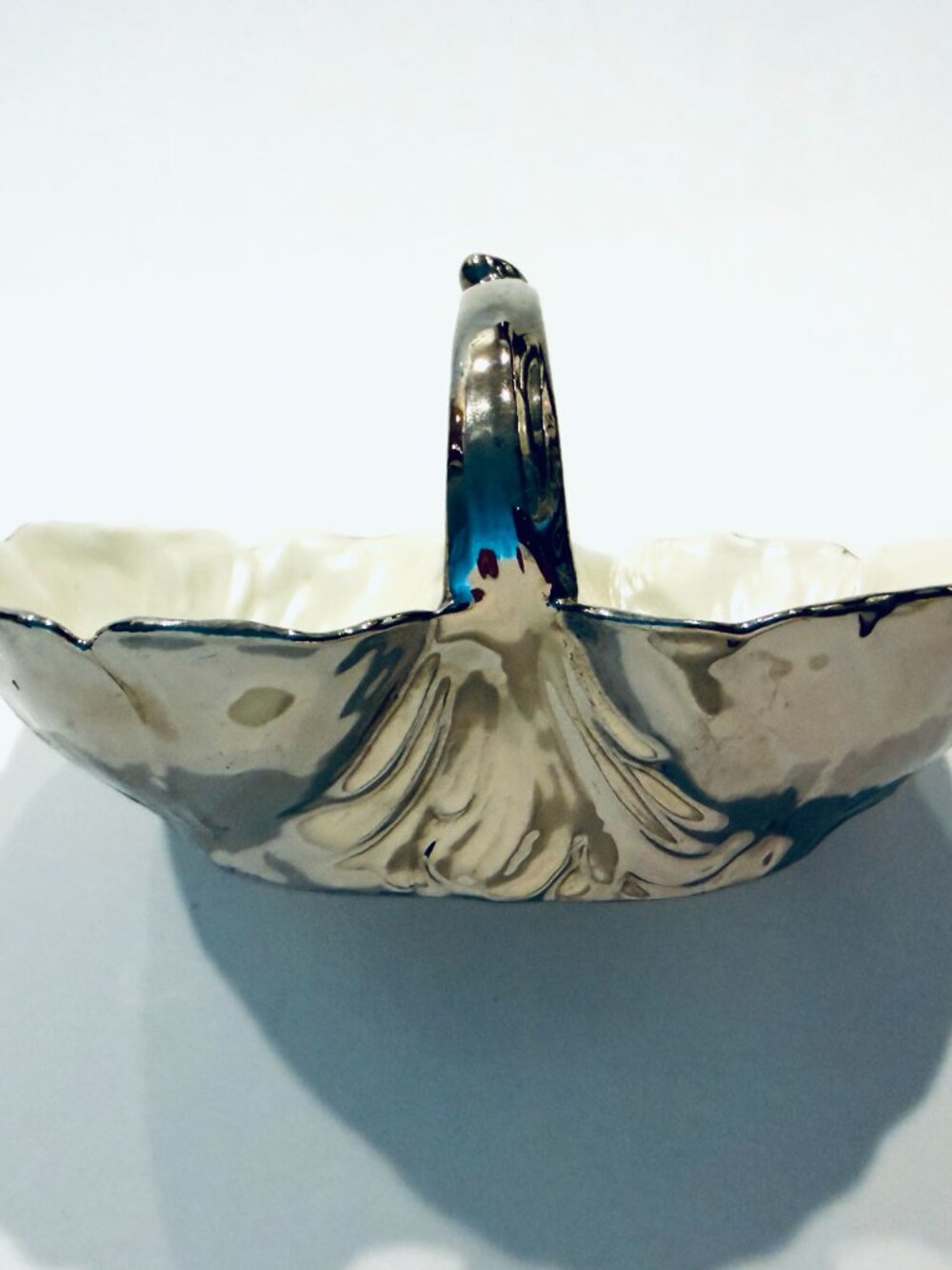 PALT Scallop Style Porcelain Serving Basket Made In Czechoslovakia